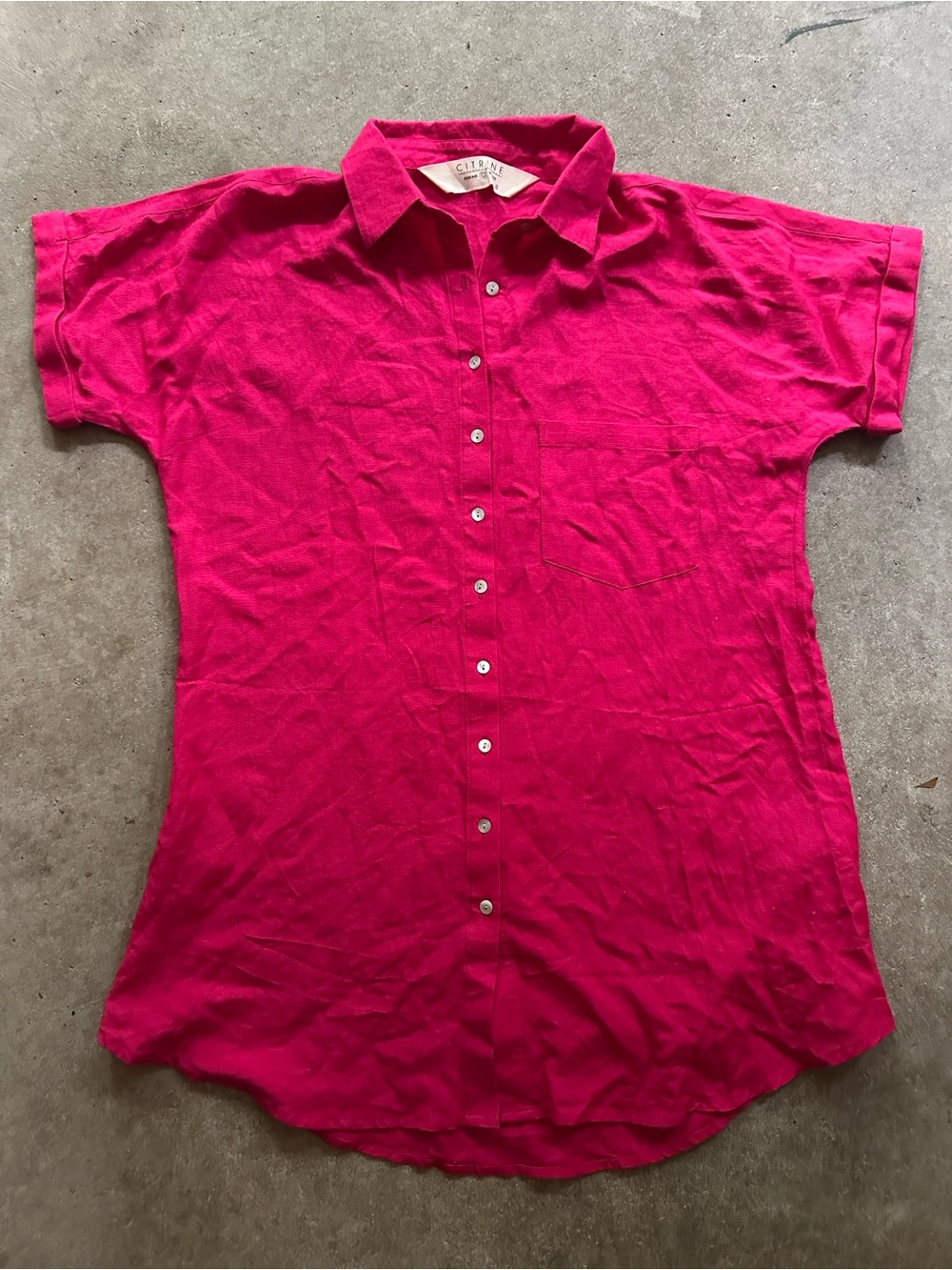 Citrine Hot Pink/Magenta Short-Sleeve Swim Coverup Shirt